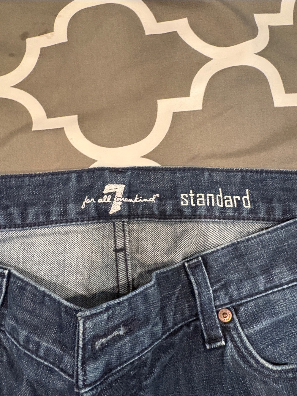 7 For All Mankind Standard Straight Denim Jeans - Dark Blue